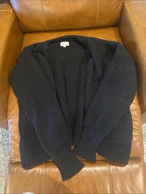 Black Ribbed Open-Front Men’s Sweater Cardigan - Unbranded